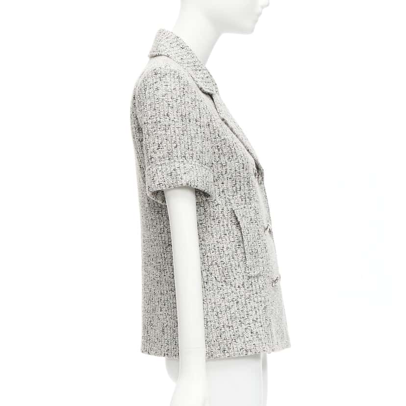 Chanel Silver Tweed Cuff Jacket Grey Cotton Very good condition - Box View