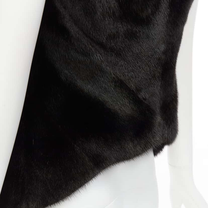 Rick Owens Black Mixed Fur Vest Black Fur Very good condition - Back View