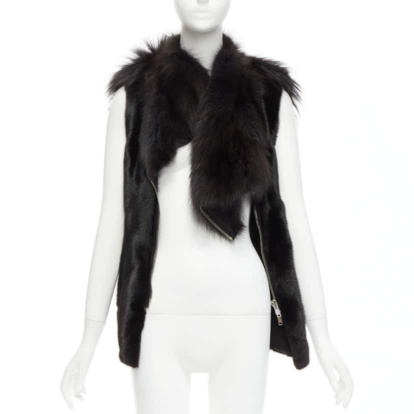 Rick Owens Black Mixed Fur Vest Black Fur Very good condition - Inside View