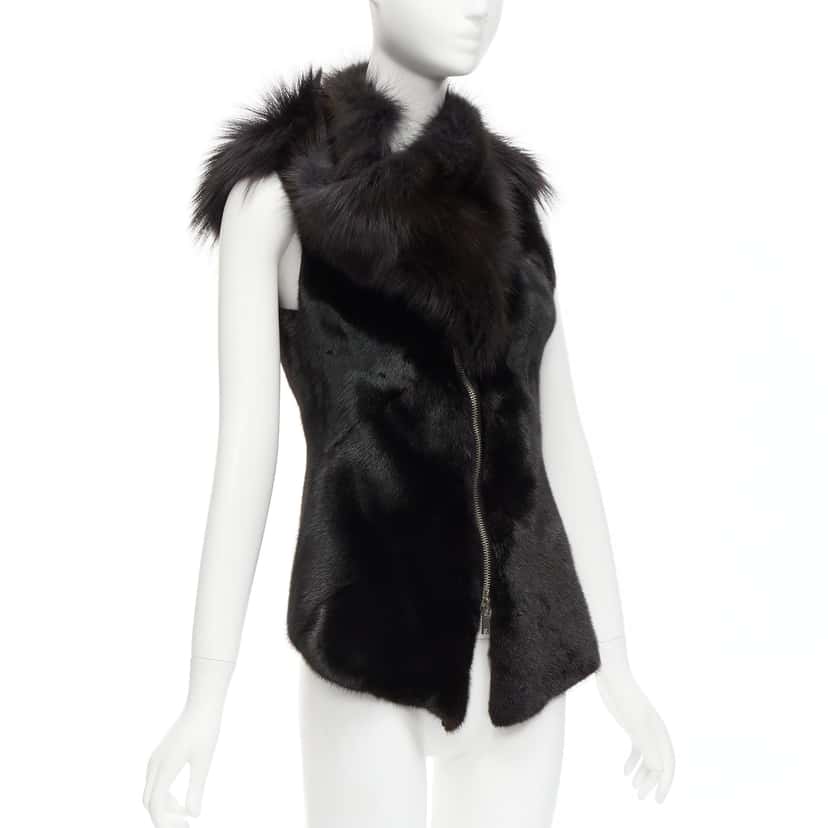 Rick Owens Black Mixed Fur Vest Black Fur Very good condition - Model View