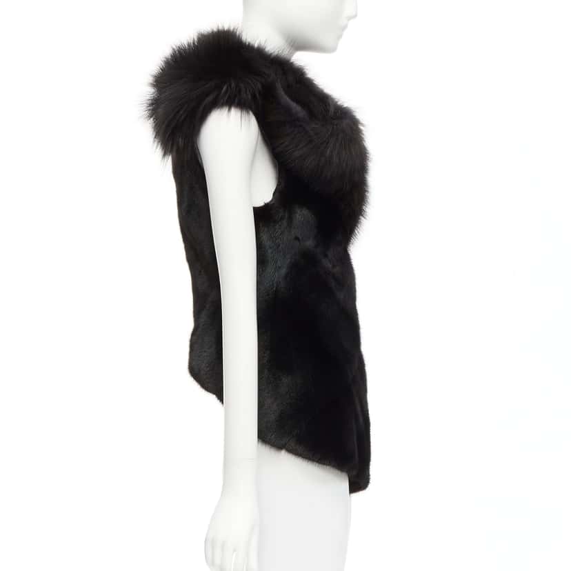 Rick Owens Black Mixed Fur Vest Black Fur Very good condition - Box View
