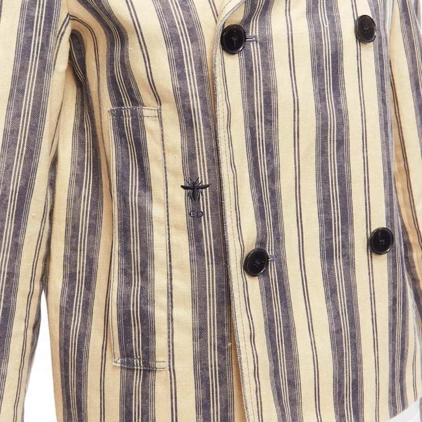 Dior Beige Striped Blazer Beige Linen Very good condition - Back View