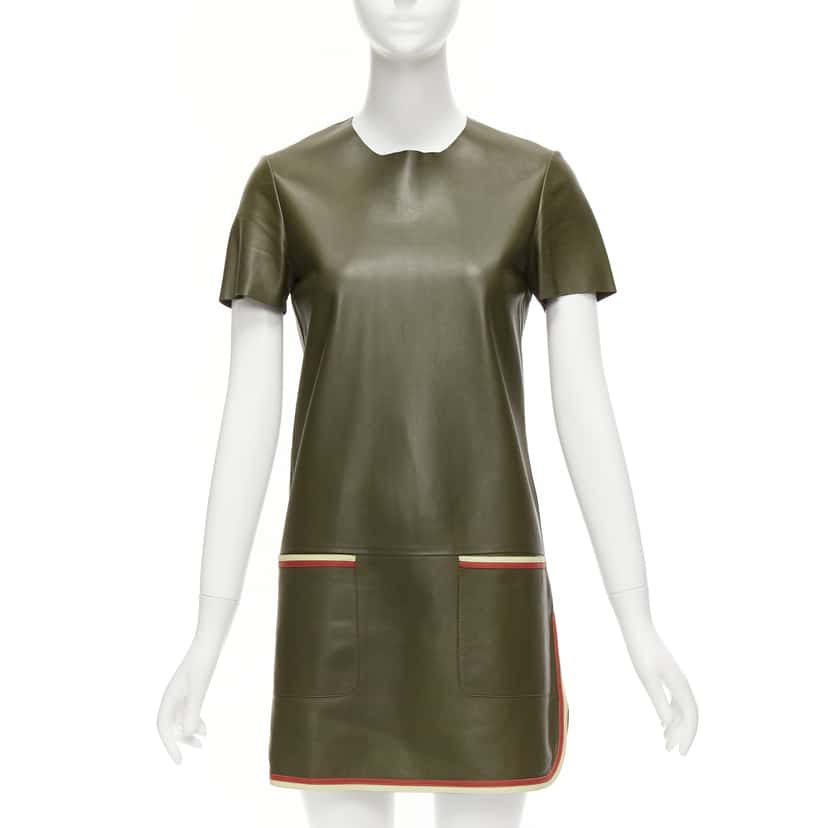 Celine Mod Leather Dress Green Leather Very good condition - Front View
