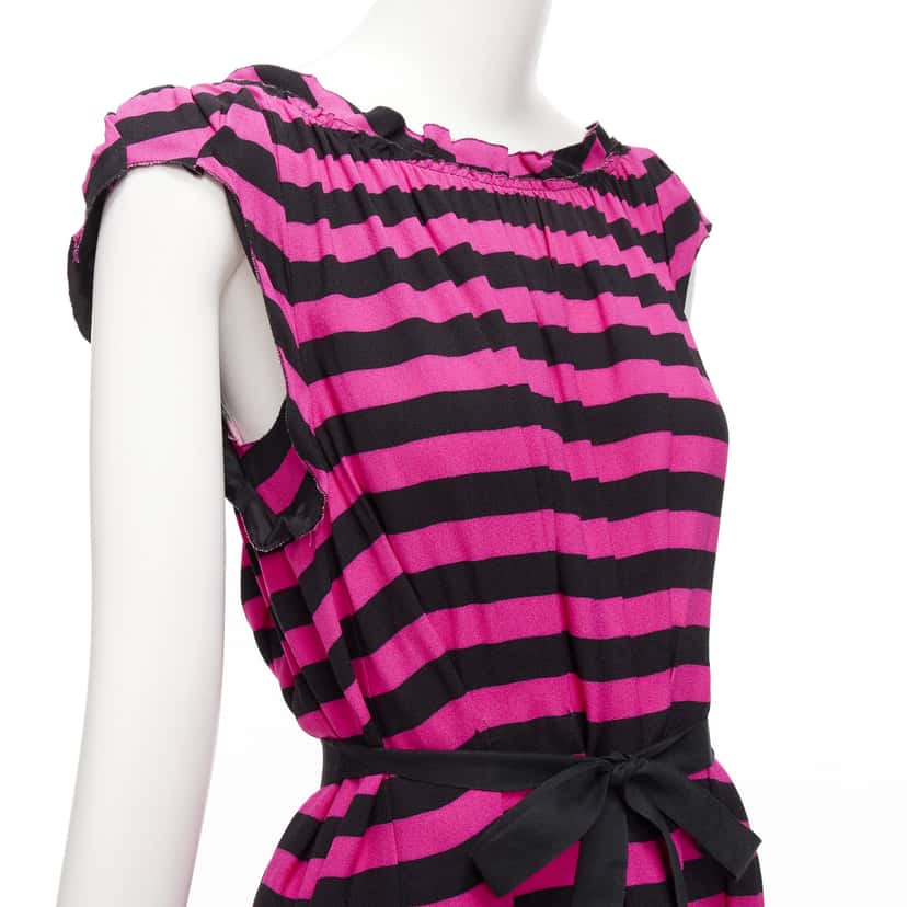 Prada Ribbon Belt Dress Black Wool Never worn - Back View