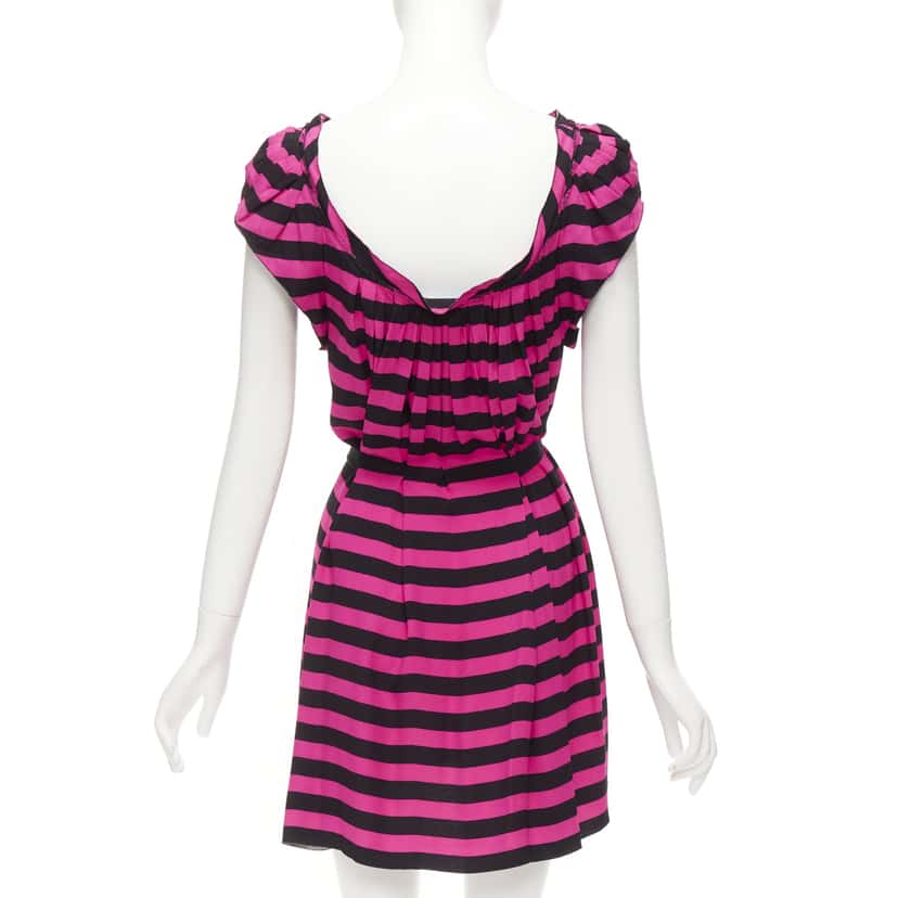 Prada Ribbon Belt Dress Black Wool Never worn - Box View