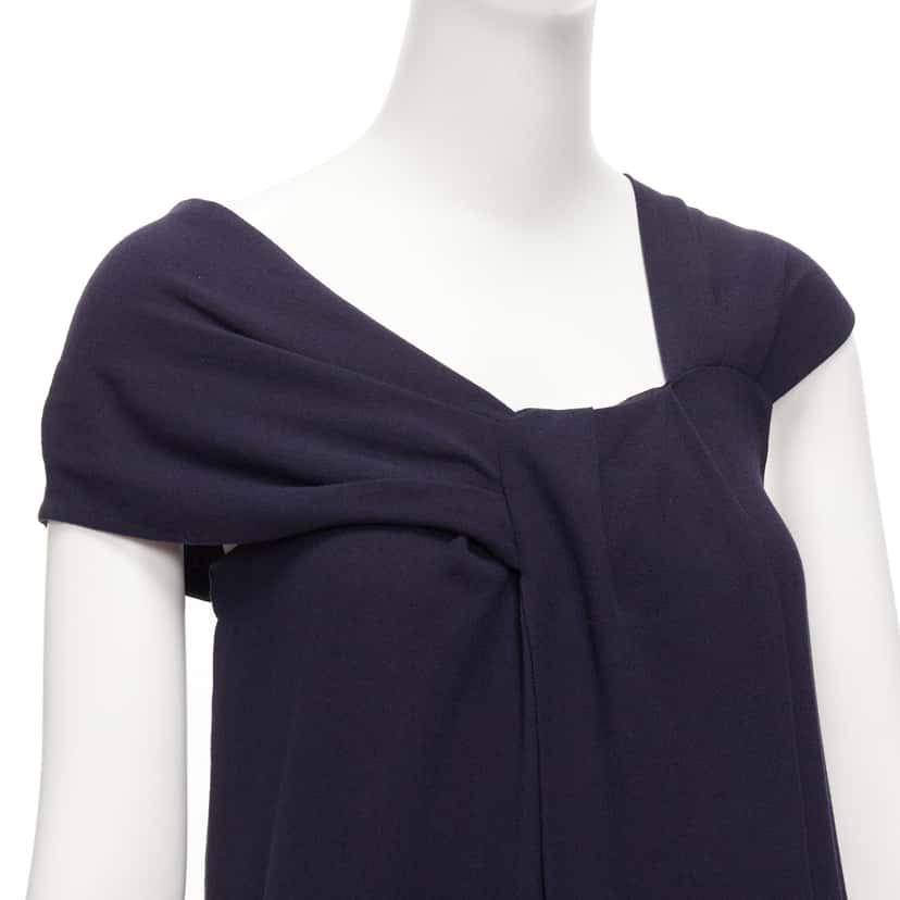 Fendi Pleated Collar Dress Navy Viscose Never worn - Back View