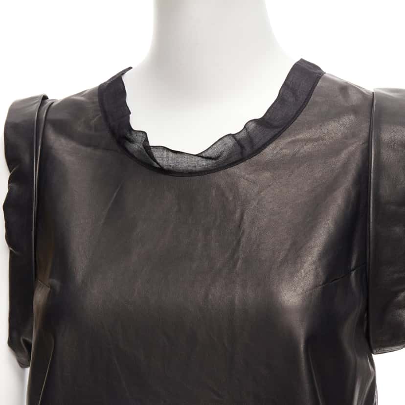 3.1 Phillip Lim Silk Trim Tunic Black Leather Very good condition - Back View