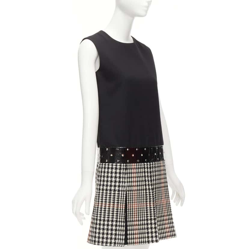 Yves Saint Laurent Houndstooth Fit Dress Black Wool Very good condition - Inside View