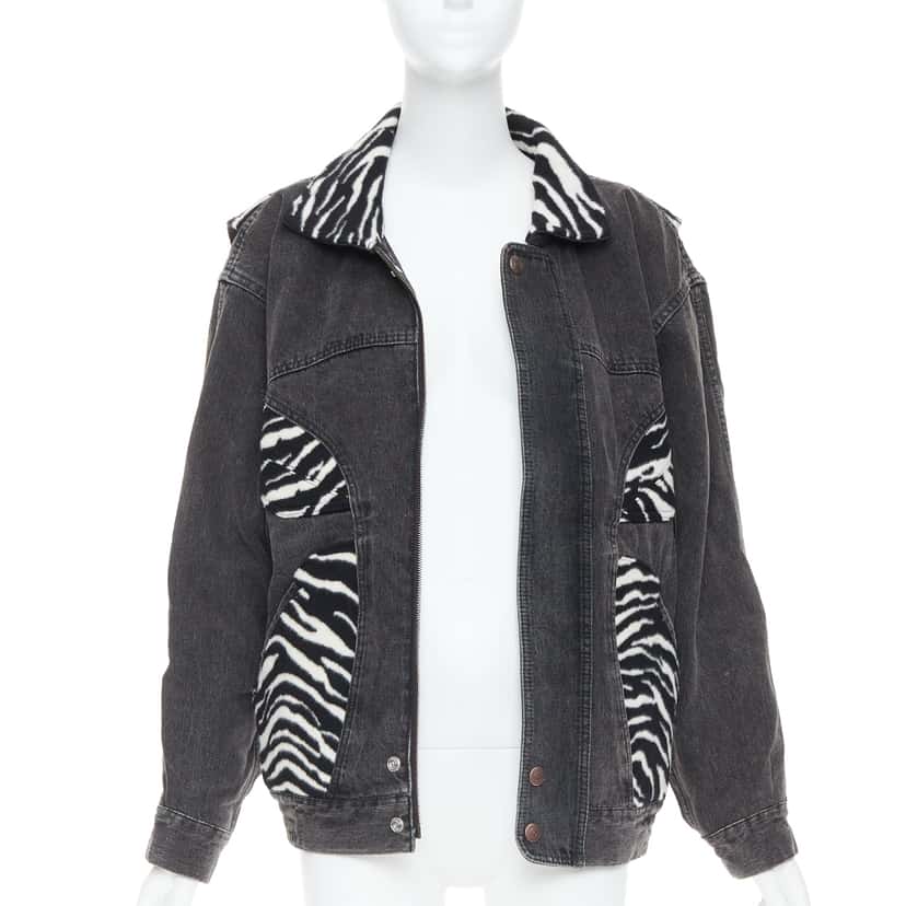 Celine Zebra Wool Patch Jacket Black Wool Never worn - Front View