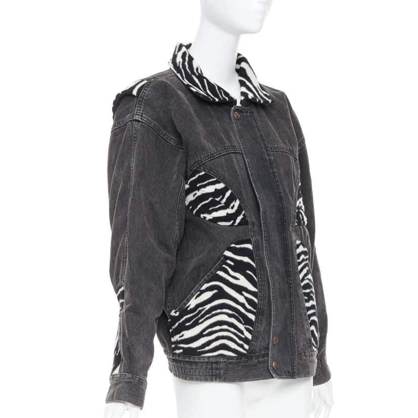 Celine Zebra Wool Patch Jacket Black Wool Never worn - Model View