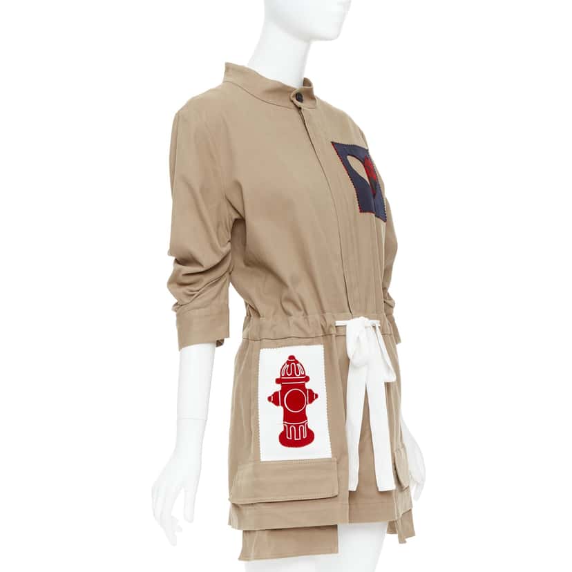 Monse Heart Patchwork Romper Khaki Cotton Very good condition - Inside View