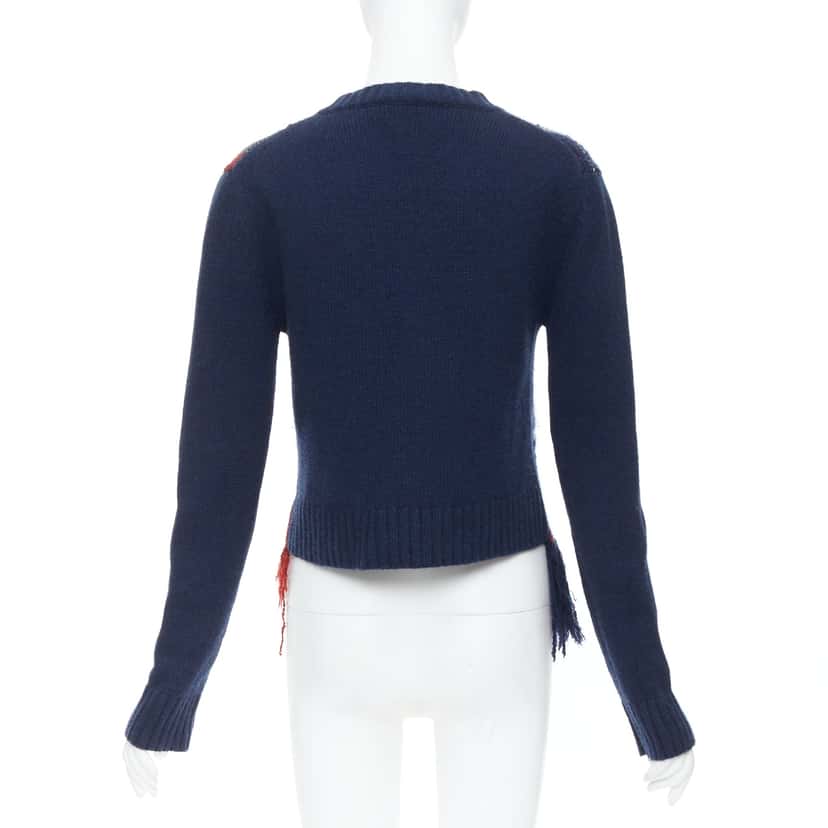 Dior Plaid Fringe Sweater Navy Cashmere Very good condition - Box View