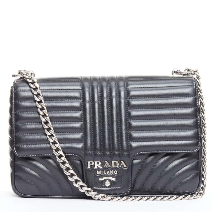 Prada Diagramme Black Leather Very good condition - Front View