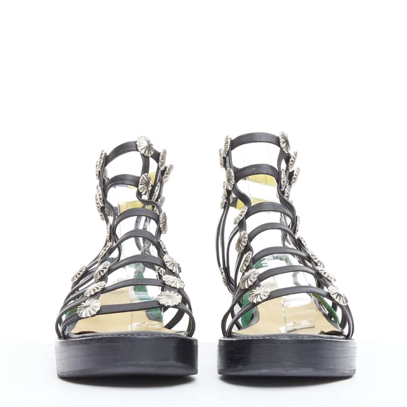 Toga Archives Caged Platform Sandals Black Leather Very good condition - Inside View