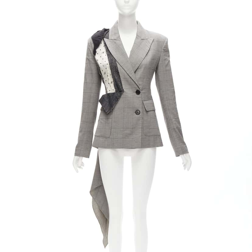 Monse Grey Draped Blazer Jacket Grey Wool Never worn - Front View