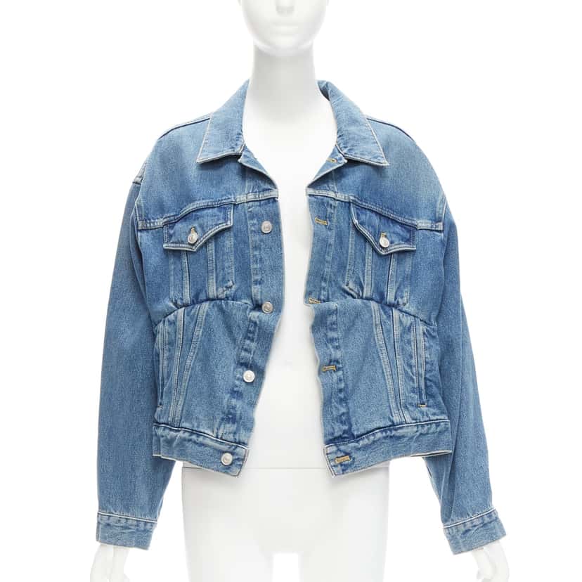 Balenciaga Blue Cropped Denim Jacket Blue Never worn - Front View
