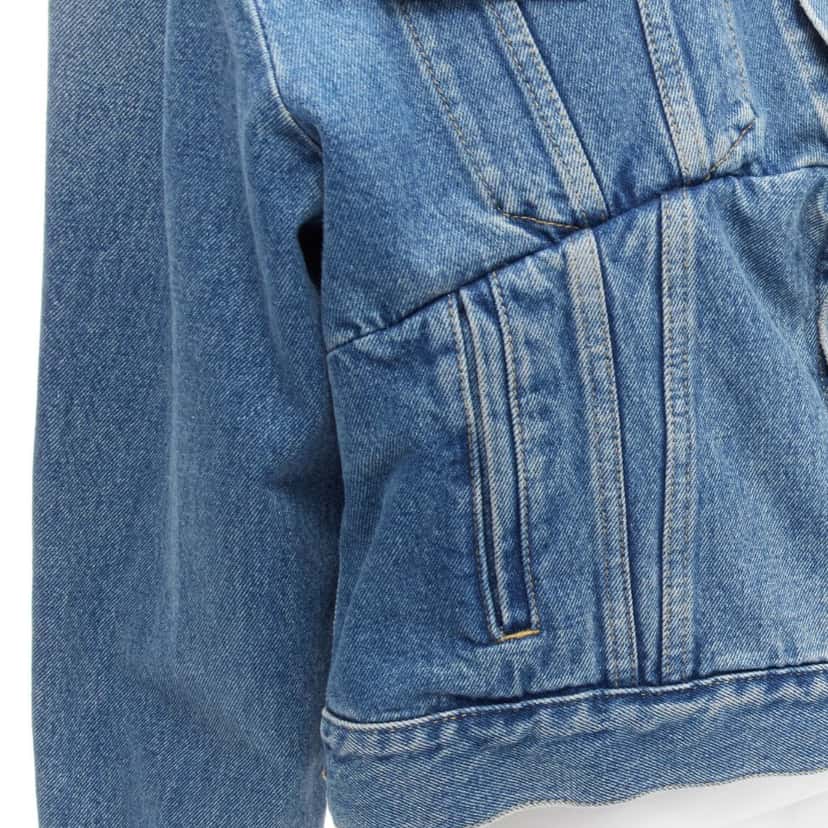 Balenciaga Blue Cropped Denim Jacket Blue Never worn - Back View