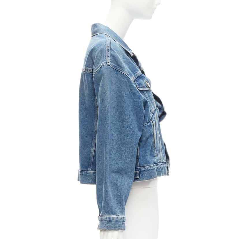 Balenciaga Blue Cropped Denim Jacket Blue Never worn - Box View