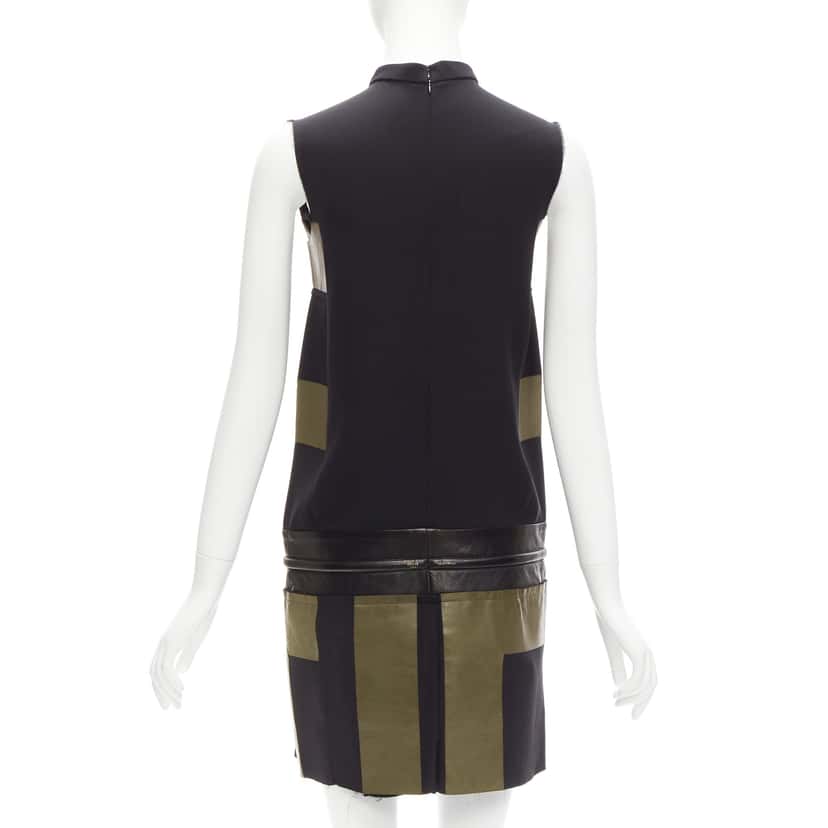 Celine Panel Gold Belt Dress Khaki Leather Fair condition - Box View