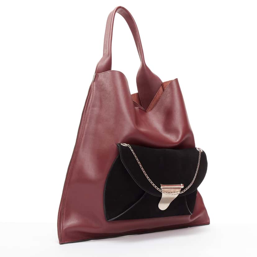 Celine Dual Burgundy Leather Fair condition - Front View