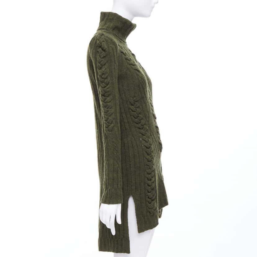 Celine Cable Knit Dress Green Wool Never worn - Model View
