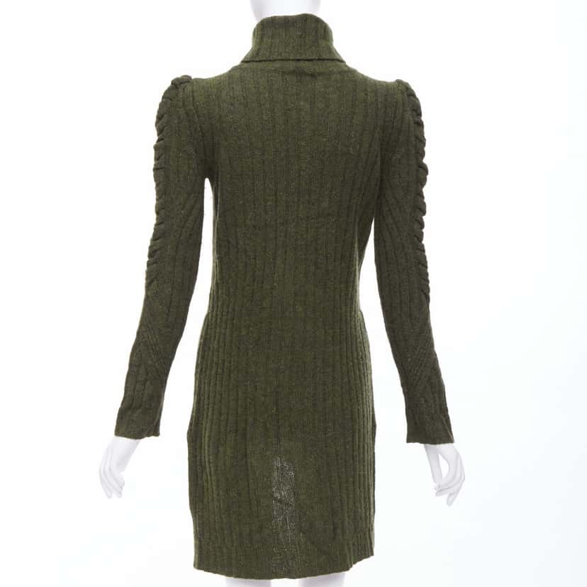 Celine Cable Knit Dress Green Wool Never worn - Box View