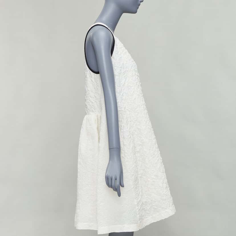 Fendi Cloque Babydoll Dress Ecru Silk Never worn - Model View