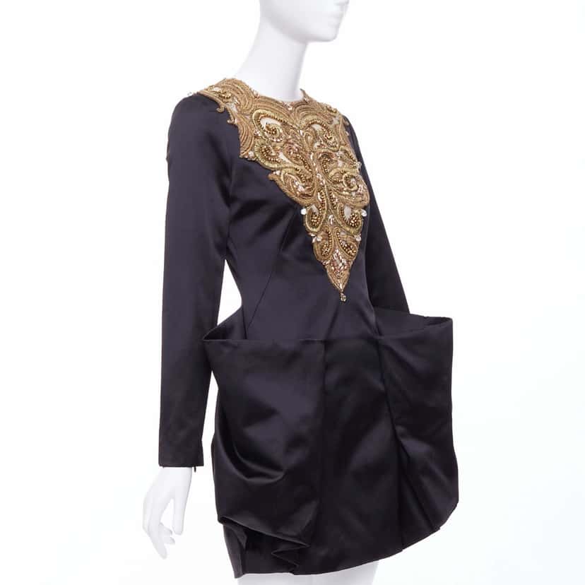 Alexander Mcqueen Bead Structural Dress Black Silk Very good condition - Inside View