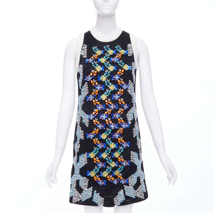 Peter Pilotto Mesh Mini Dress Black Silk Never worn - Front View