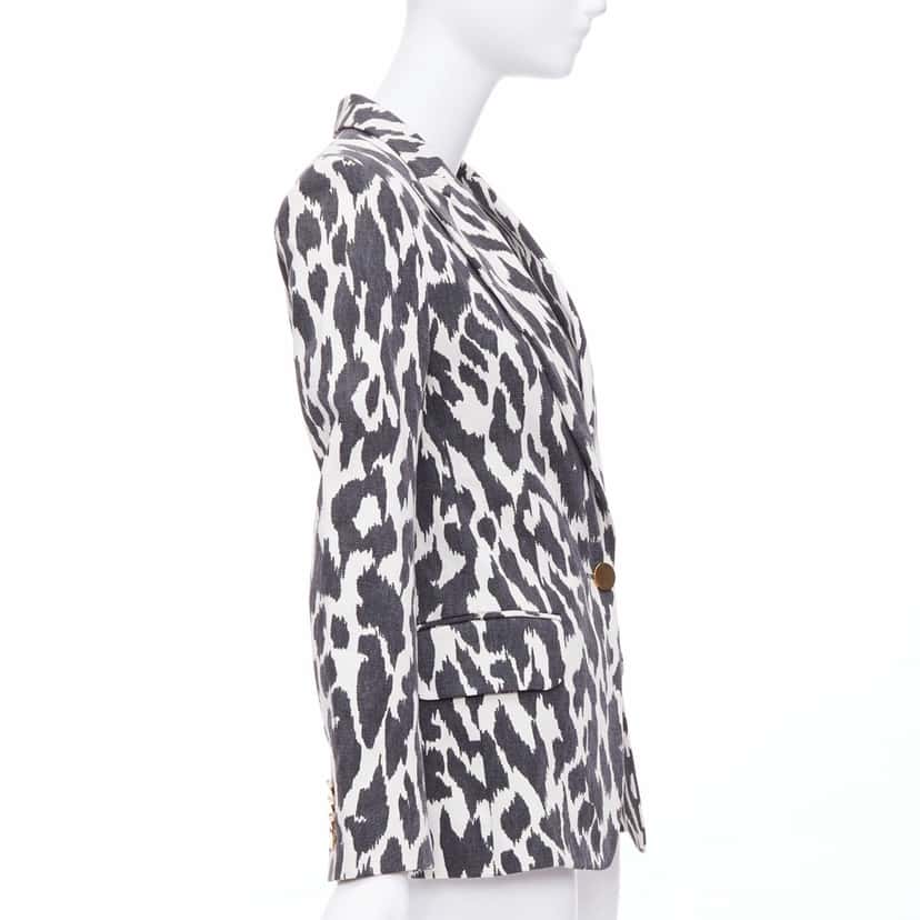 Celine Cream Animal Print Blazer Black Cotton Very good condition - Box View
