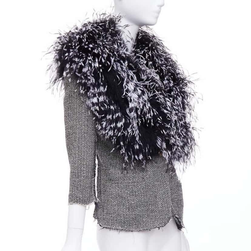 Libertine Black Feather Tweed Jacket Black Fur Very good condition - Inside View