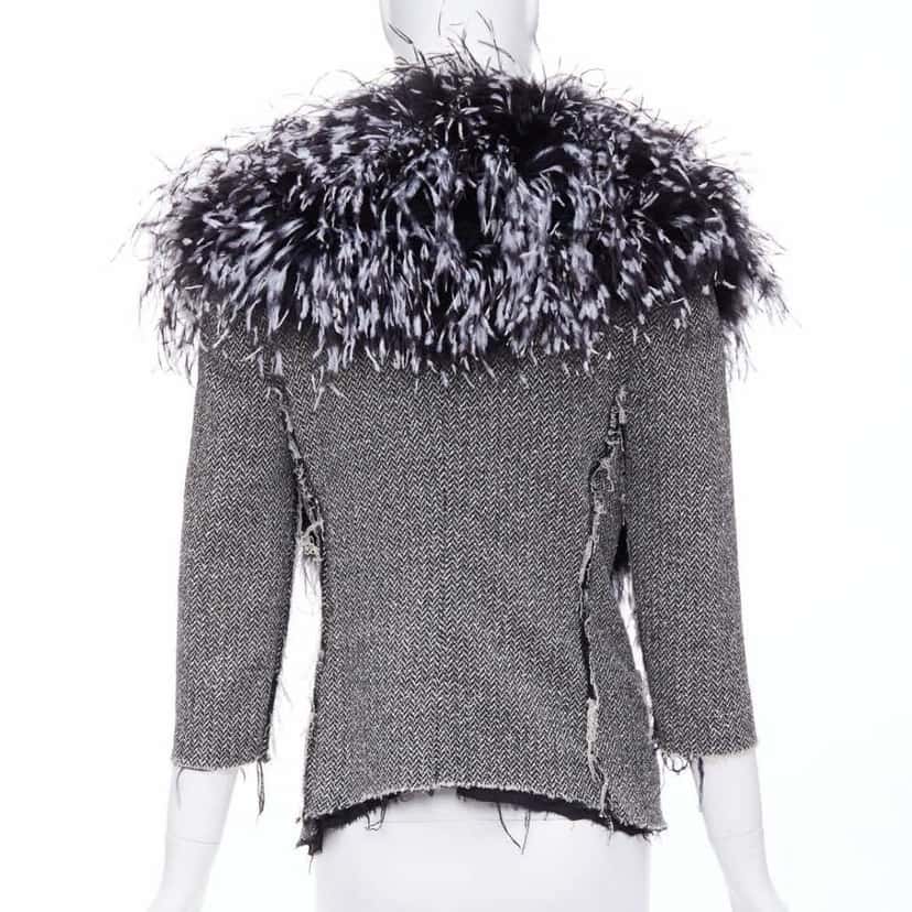 Libertine Black Feather Tweed Jacket Black Fur Very good condition - Box View