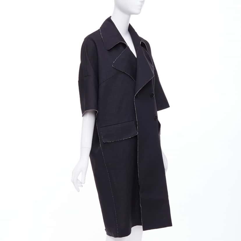 Marni Black Frayed Long Coat Black Wool Never worn - Inside View