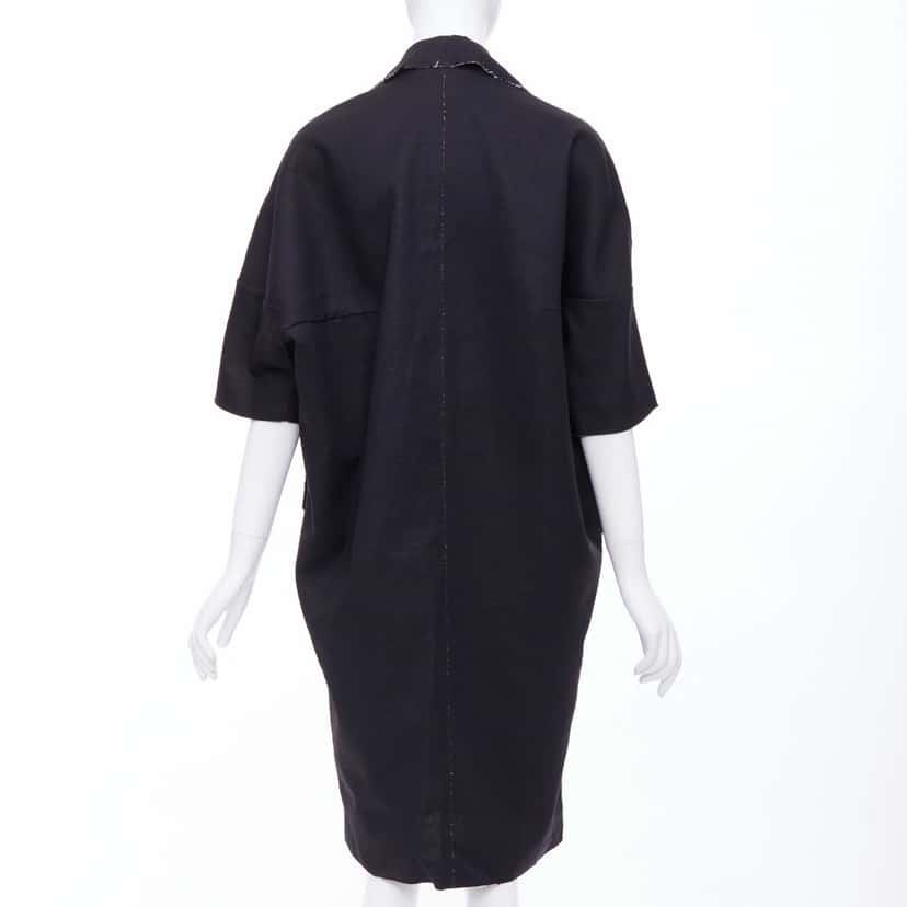 Marni Black Frayed Long Coat Black Wool Never worn - Box View
