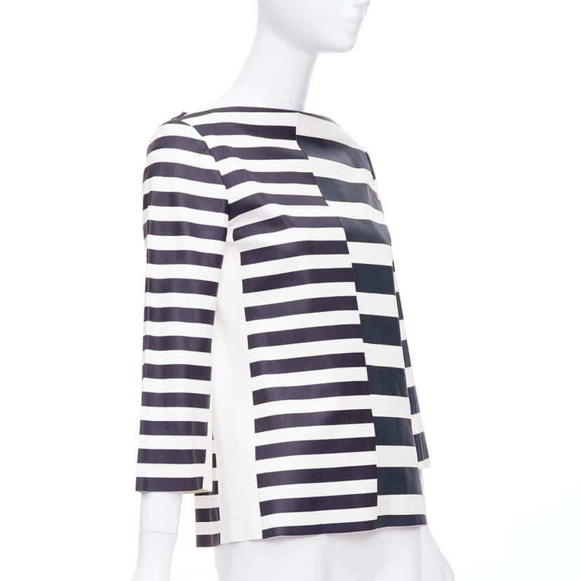 Celine Striped Leather Top Black Leather Good condition - Front View
