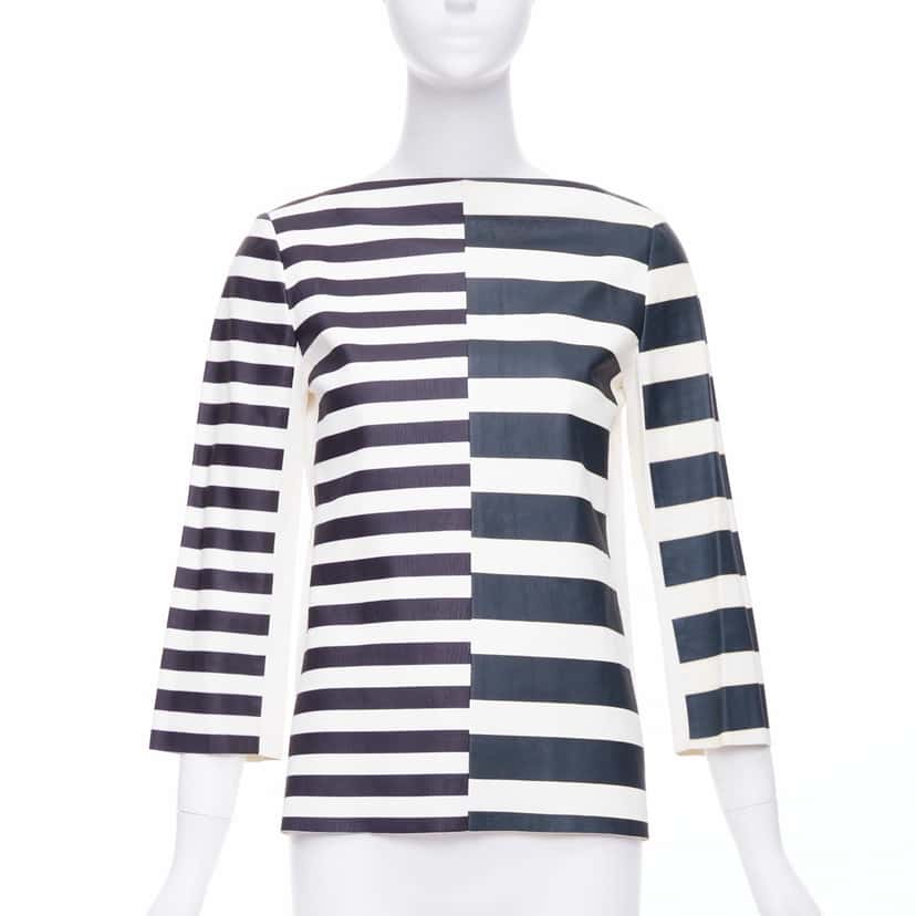 Celine Striped Leather Top Black Leather Good condition - Inside View