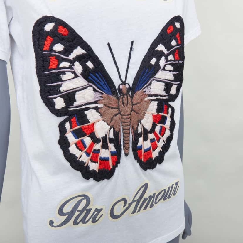 Gucci Butterfly Embroidered Tee White Cotton Never worn - Back View