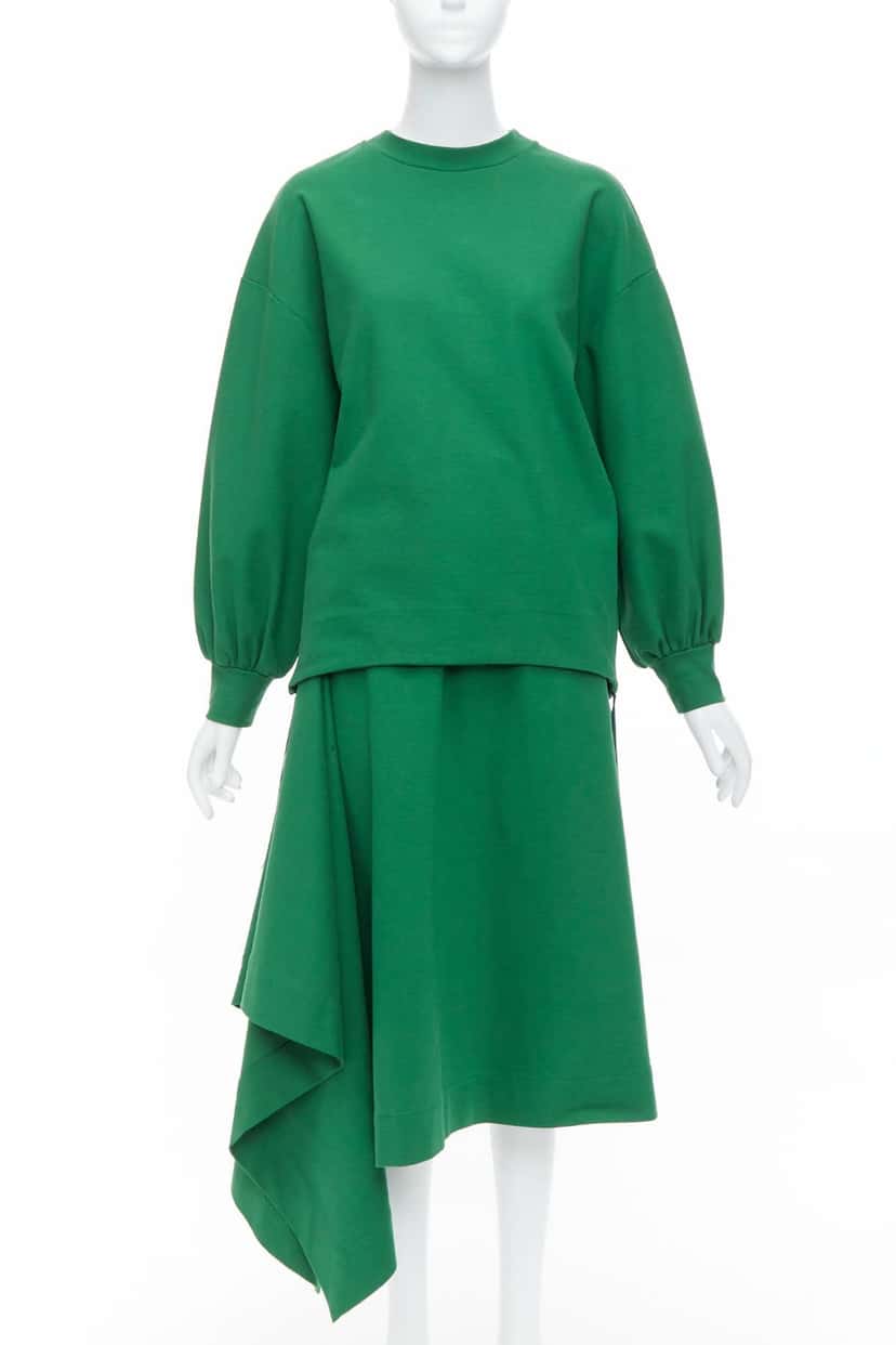 Hyke Pullover Skirt Set Green Cotton Very good condition - Front View