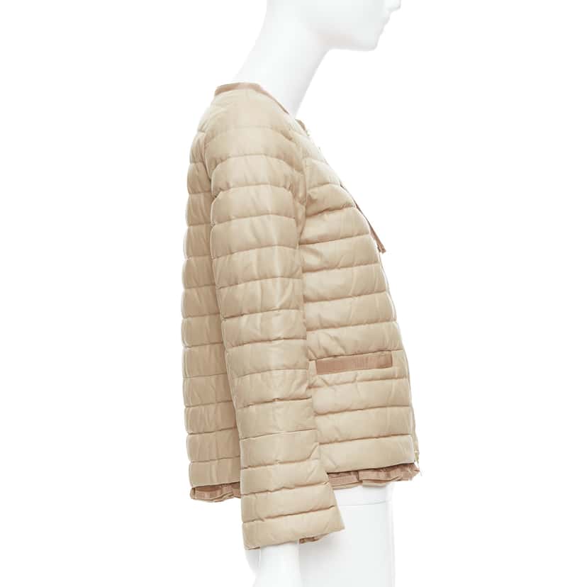 Moncler Beige Leather Padded Puffer Beige Leather Never worn - Box View