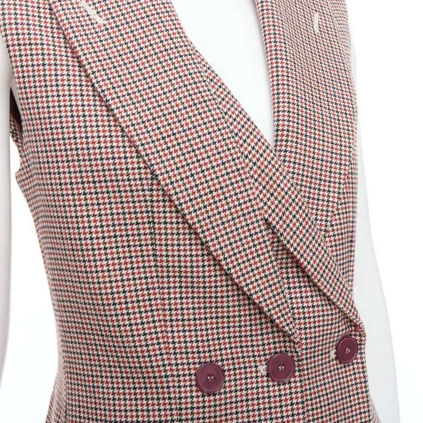 Stella McCartney Houndstooth Blazer Dress Burgundy Wool Very good condition - Back View