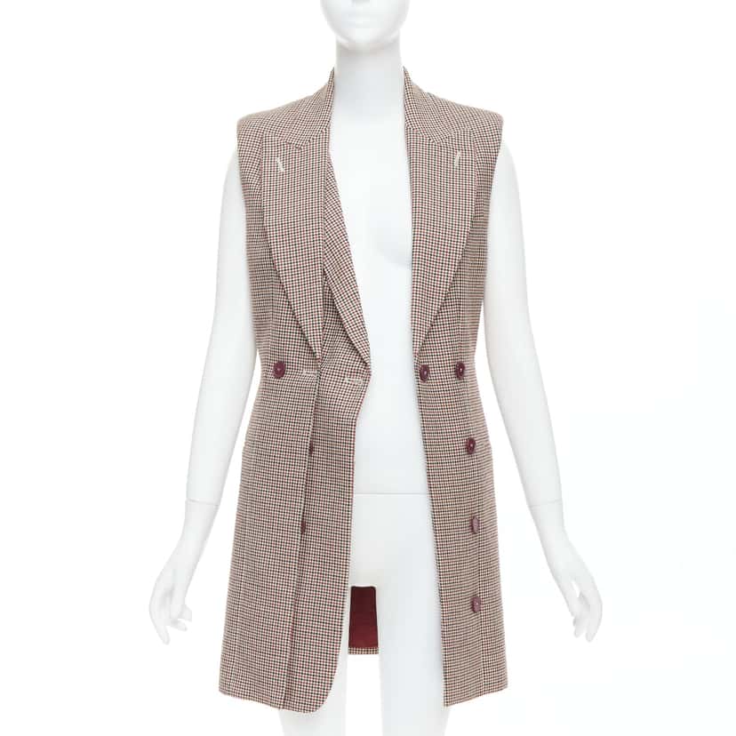 Stella McCartney Houndstooth Blazer Dress Burgundy Wool Very good condition - Inside View