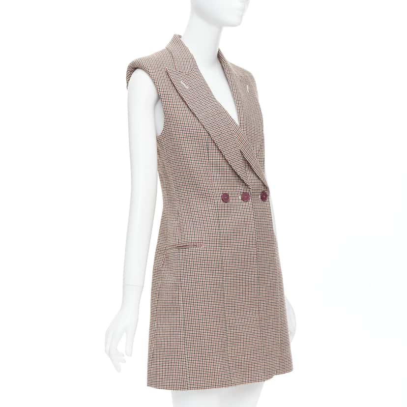 Stella McCartney Houndstooth Blazer Dress Burgundy Wool Very good condition - Model View
