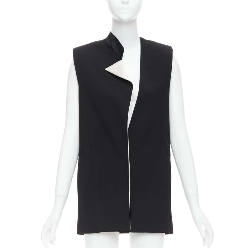 Lanvin Black Padded Boxy Vest Black Wool Never worn - Front View