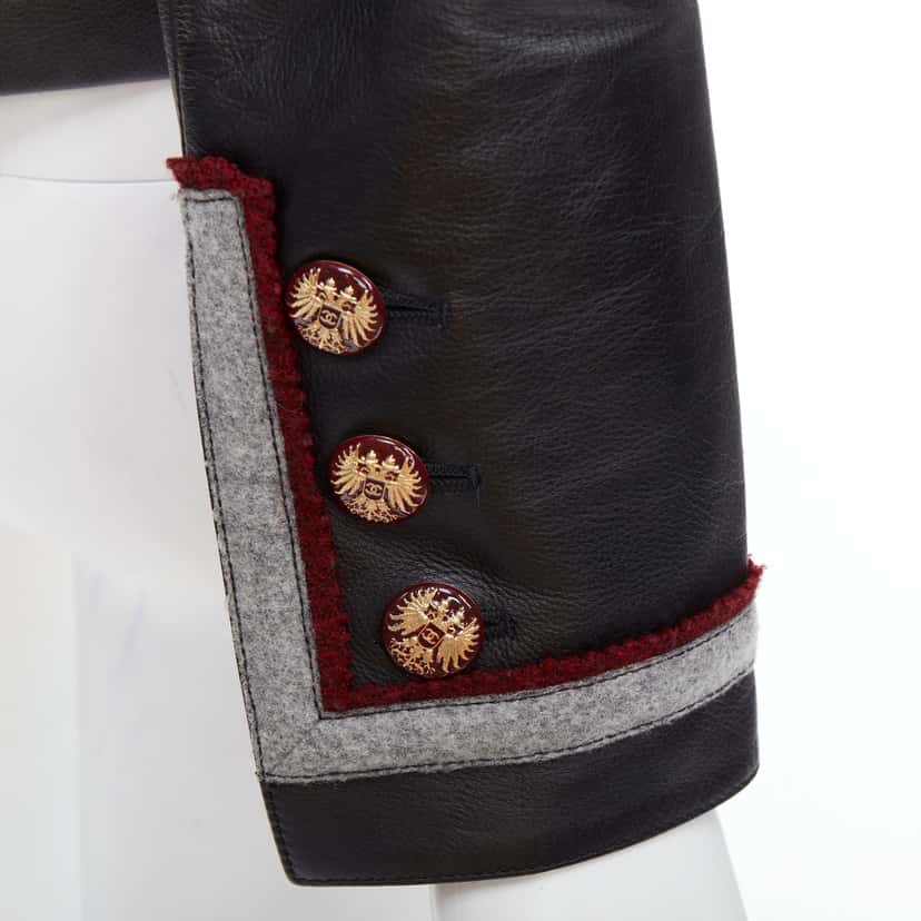 Chanel Wool Trim Pocket Jacket Black Leather Good condition - Back View