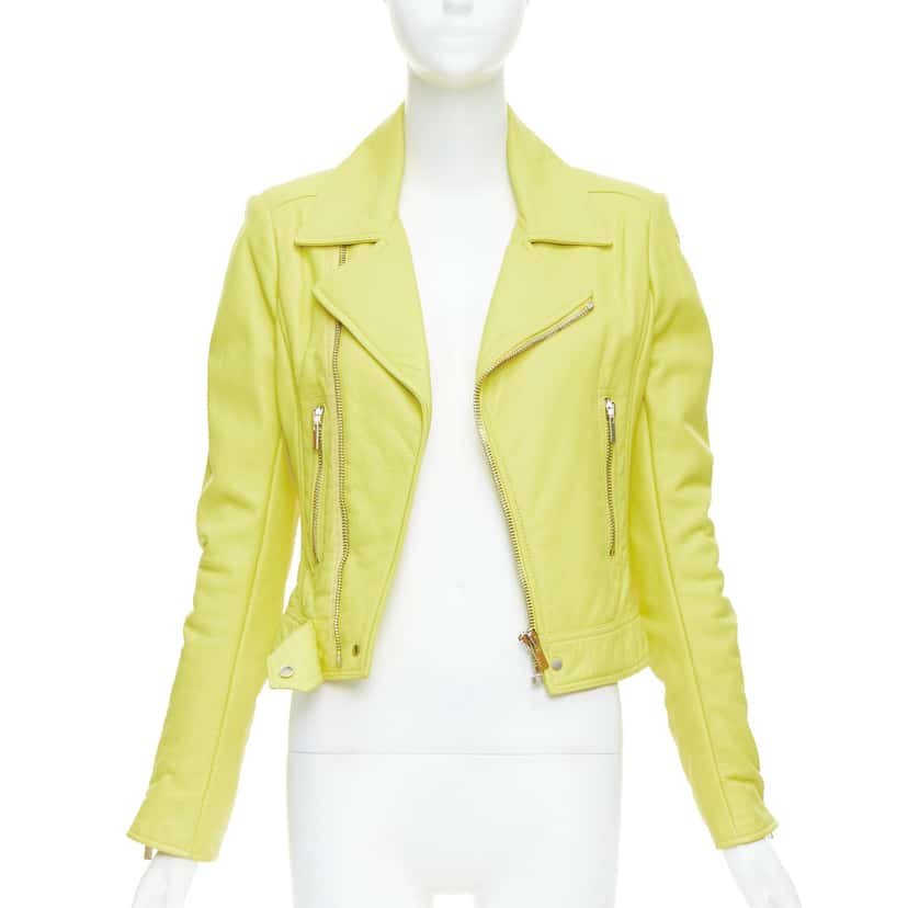 Balenciaga Yellow Crop Biker Yellow Leather Very good condition - Front View