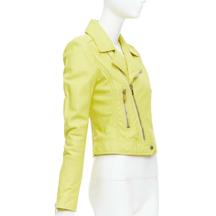 Balenciaga Yellow Crop Biker Yellow Leather Very good condition - Model View