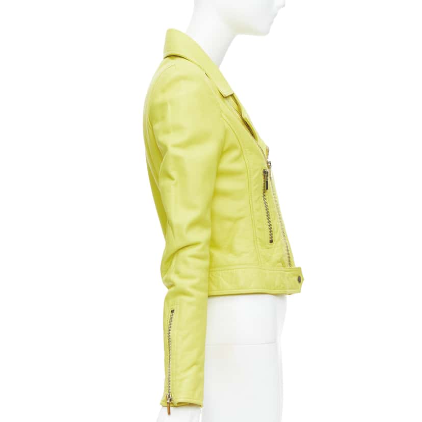 Balenciaga Yellow Crop Biker Yellow Leather Very good condition - Box View