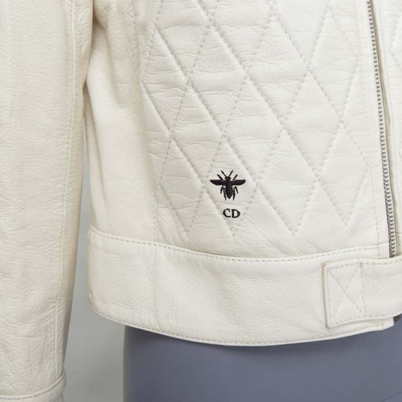 Dior Bee Quilted Jacket Ecru Leather Good condition - Back View
