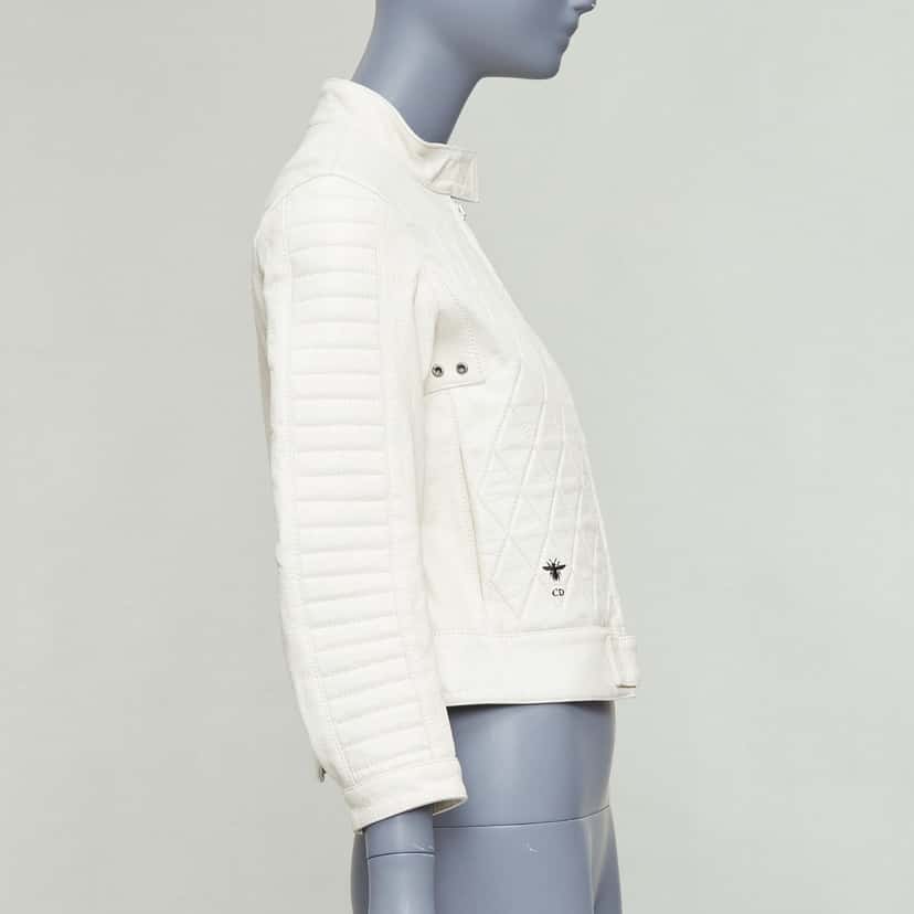 Dior Bee Quilted Jacket Ecru Leather Good condition - Box View