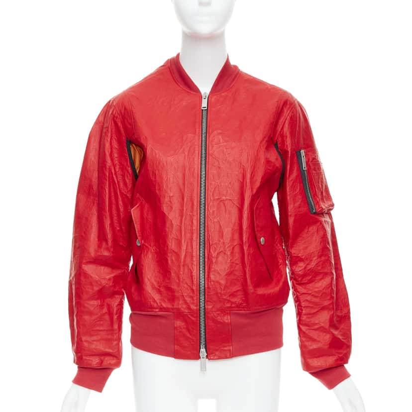 Unravel Project Orange Bomber Jacket Red Leather Never worn - Front View